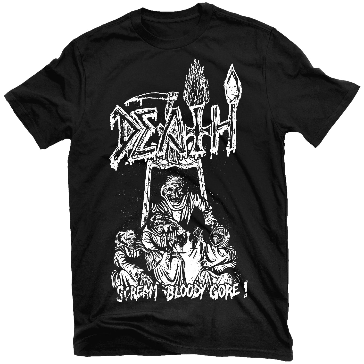 Death "Scream Bloody Gore Line Art (Black)" T-Shirt
