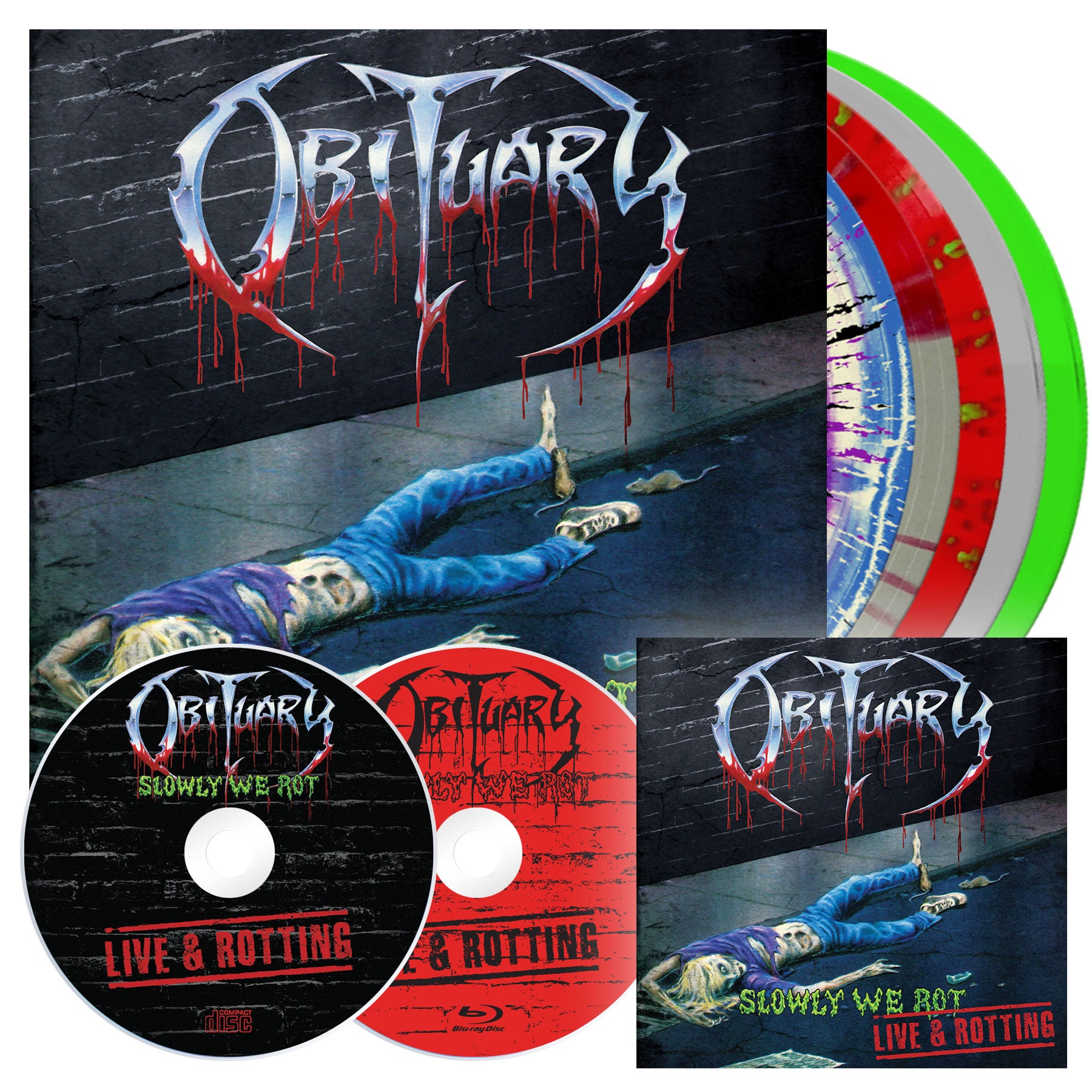 Obituary "Slowly We Rot - Live and Rotting Blu-ray/CD + LP Bundle" Bundle
