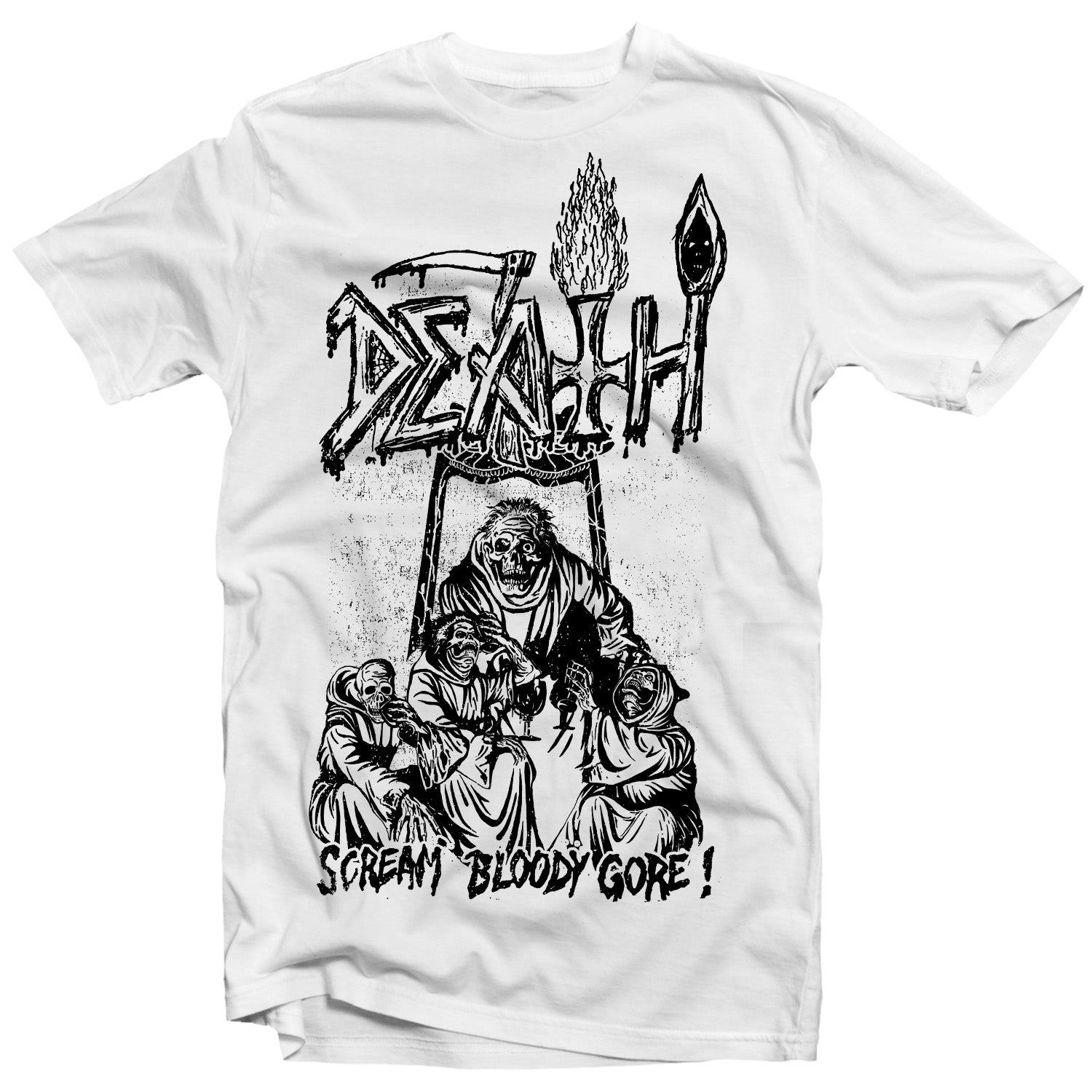 Death "Scream Bloody Gore Line Art (White)" T-Shirt